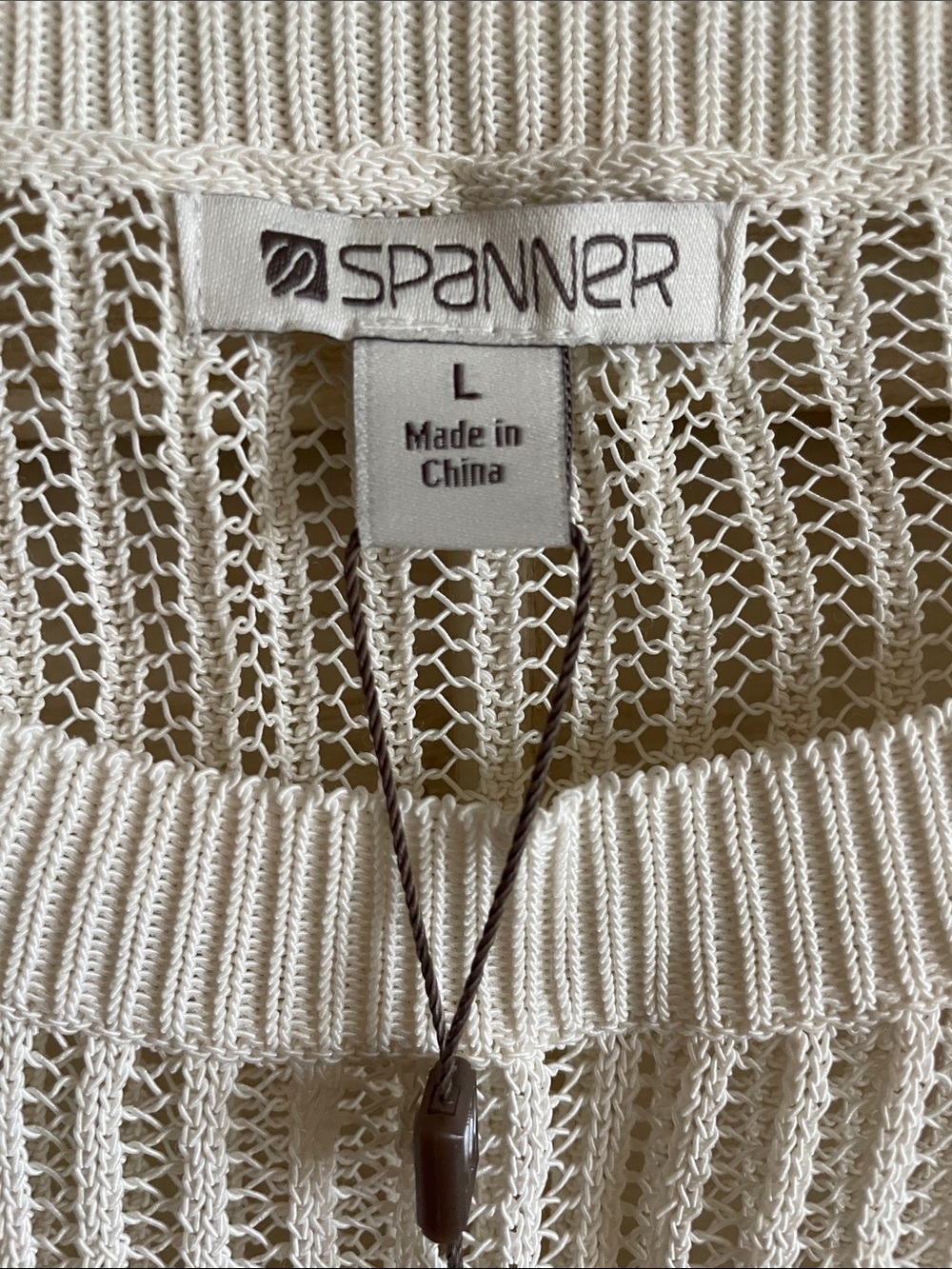 NWT Spanner - White Open-Knit Crop Top Sweater SzL - Picture 6 of 13
